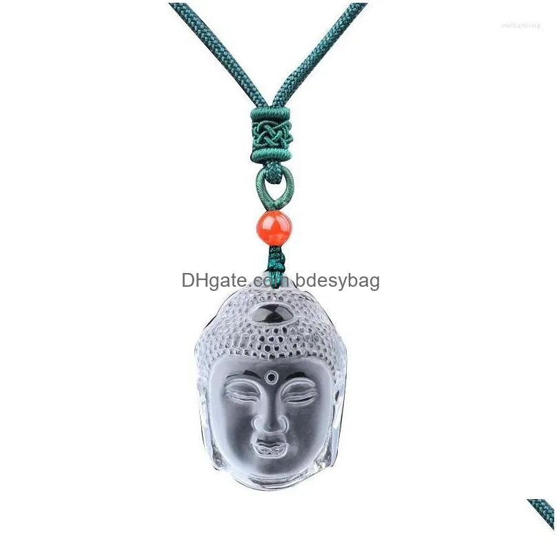 pendant necklaces natural white crystal amitabha male and female head necklace