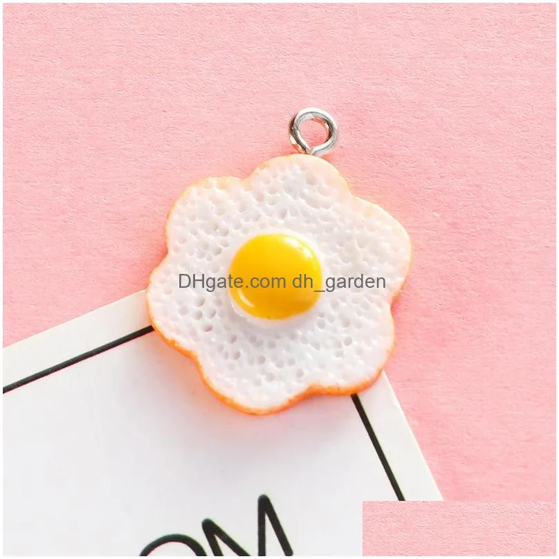 10pcs hamburger egg tart cake resin charms for jewelry findings simulated food pendant diy earing keychain accessory p154