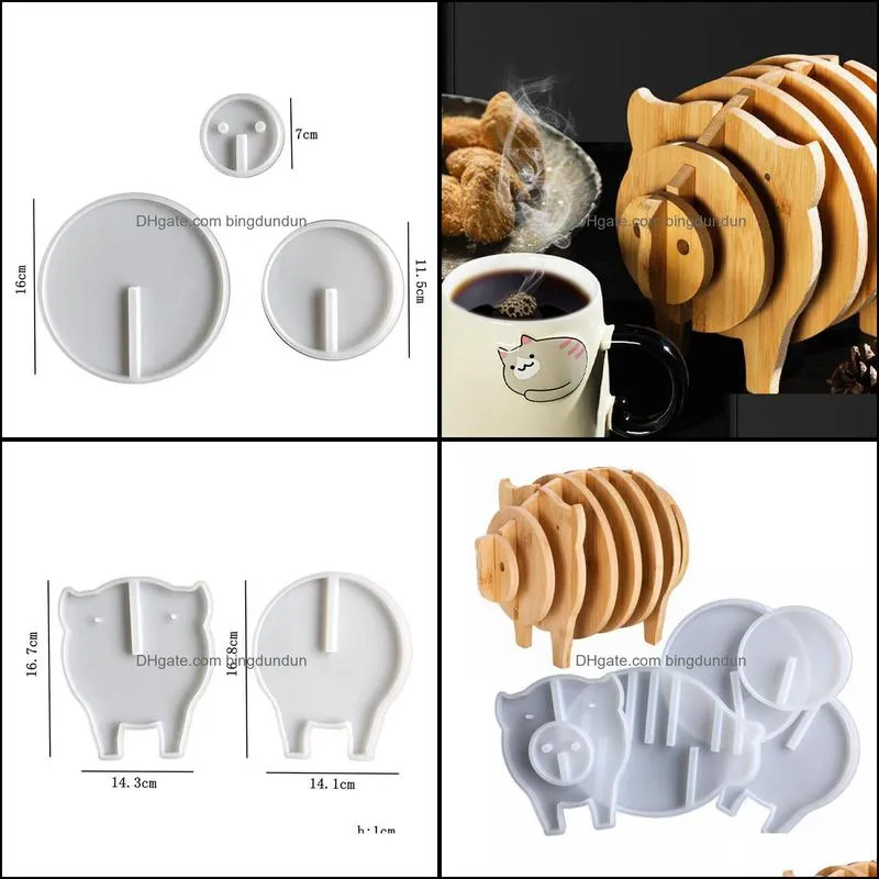 baking pastry tools 6pcs creative thermal insulation silicone pig mold set diy home decoration making tool with support