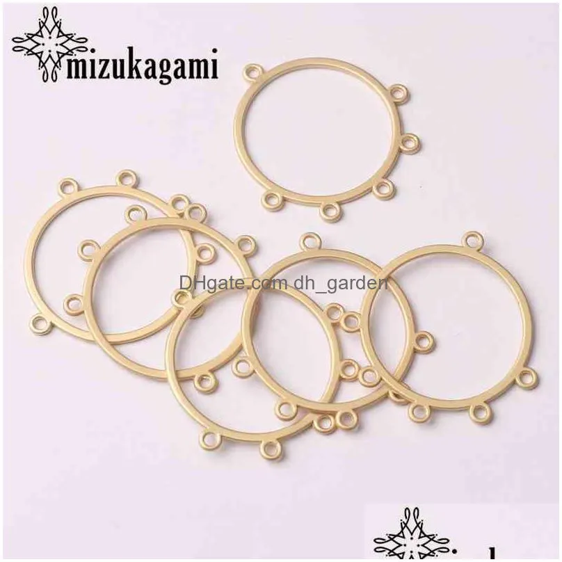 zinc alloy flat golden round shape hollow circle connector charms 6pcs/lot for diy tassel earrings making accessories