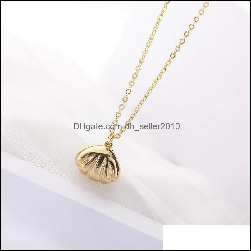 zircon shell pendant necklace for women gold silver color chain choker baroque charm dangle femme jewelry friend gifts necklaces 3370