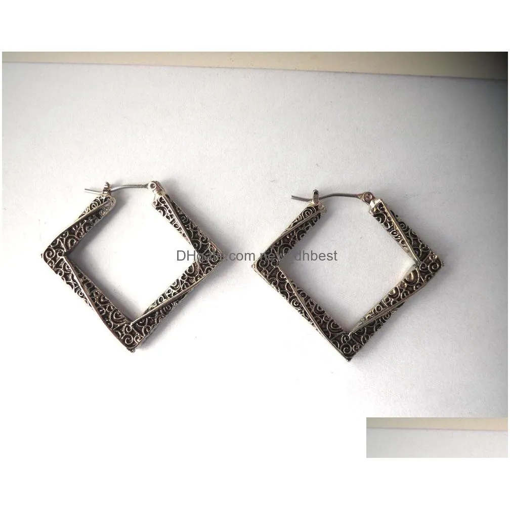 fashion jewelry vintage earrings decorative pattern square dangle earrings