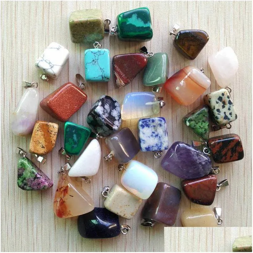 whole 50pcs/lot 2019 ing trendy assorted natural stone mixed irregular shape pendants charms jewelry