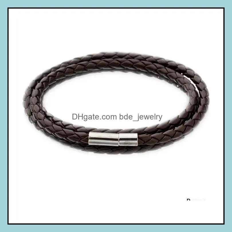 mens genuine leather braided rope bracelets multilayer punk handmade wrap wristband bangle for men s fashion crafts jewelry in bulk