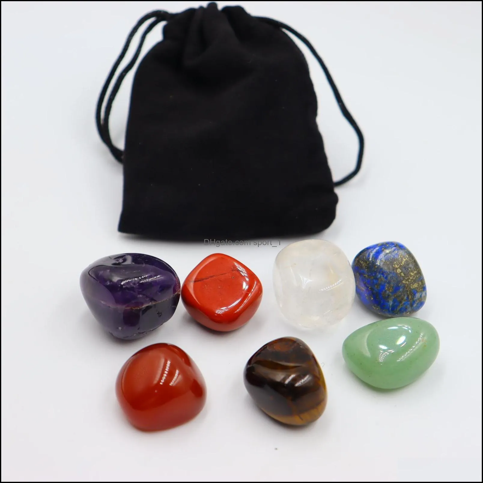 7pcs/set reiki natural stone tumbled stone irregular polishing rock quartz yoga energy bead for chakra healing decoration