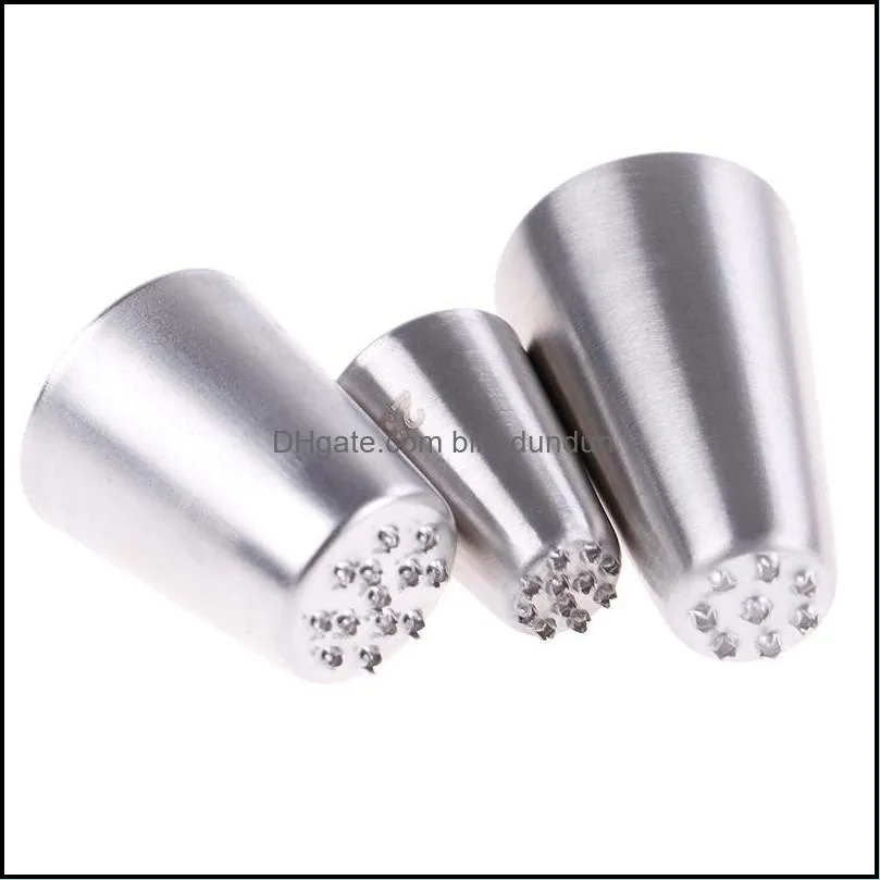 3pc stainless steel cream decoration mouth small grass shape nozzle baking tools icing nozzles pastry decorate 