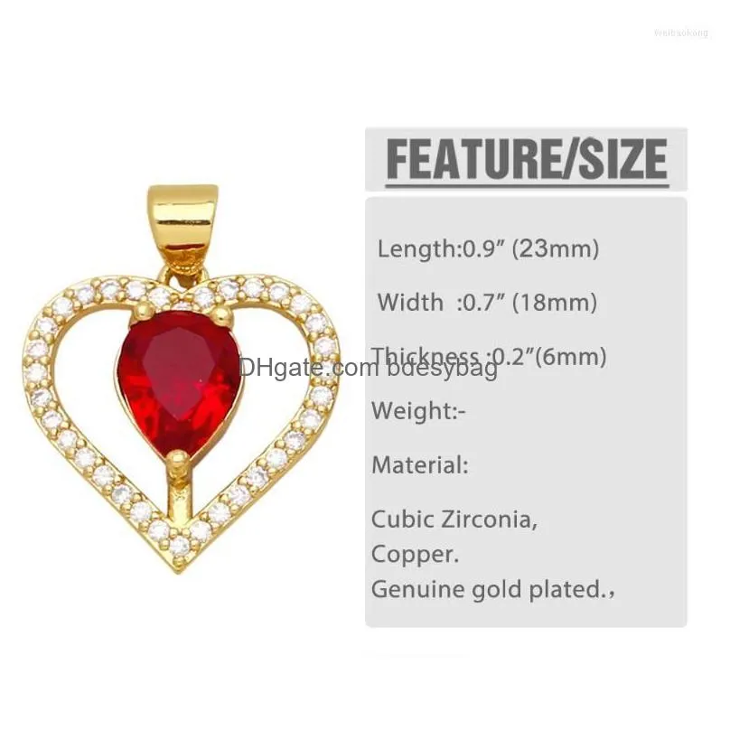 pendant necklaces ocesrio multiple color big heart for necklace copper gold plated cz hollow diy handmade jewelry making supplies