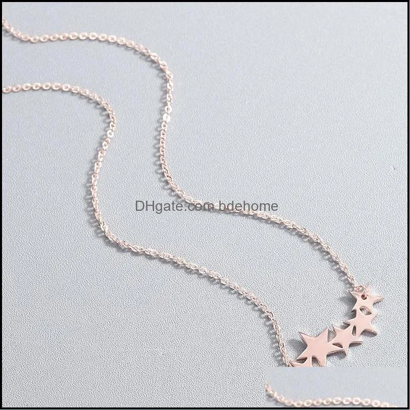 rose golden stainless steel necklaces fivepointed star pendant female simple clavicle chain jewelry gift
