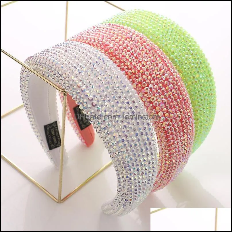 shiny  head hoop widebrimmed headband women rhinestone hairband sponge point diamond hair accessories turban