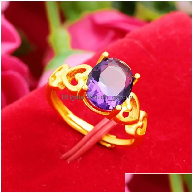 cluster rings 5 pcs/lot resizable wedding ethnic wind zircon stone heart women ring fashion colors 24k gold plated filled