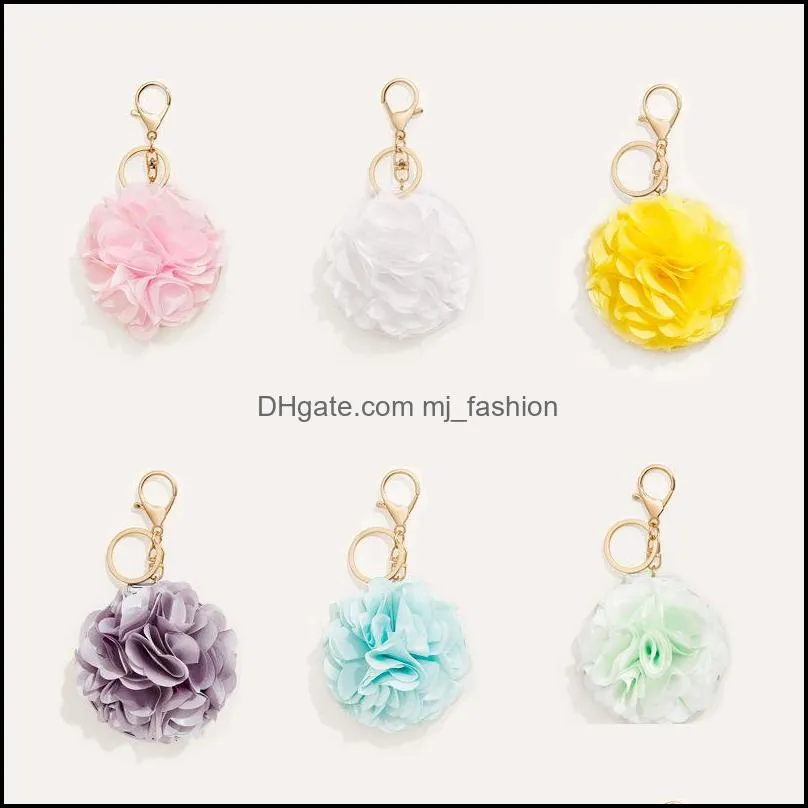 women flower makeup key rings lip mirror decorative bag pendants charms keychains accessories fashion jewelry gifts p66fa