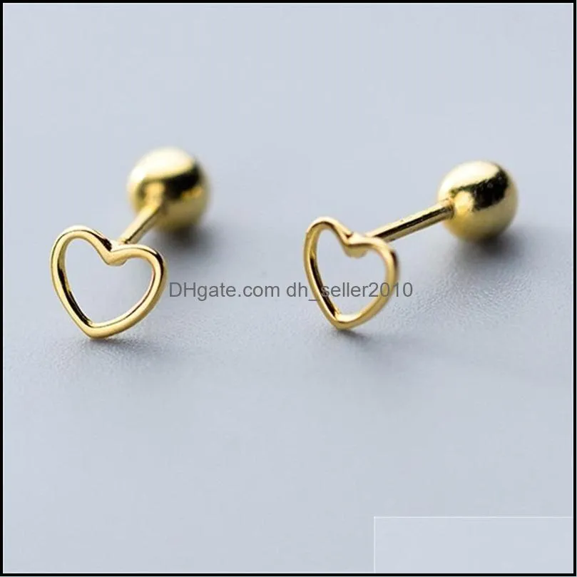 stud 925 sterling silver earrings for women wedding engagement party heart girl hollow minimalism aretes 3503 q2