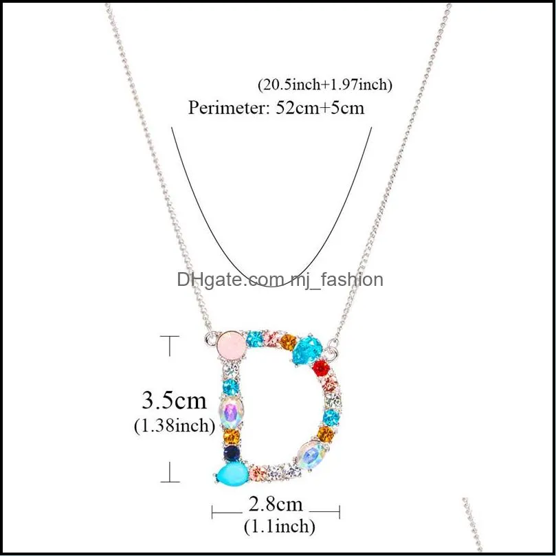  colorful 26 initial letter pendant necklace for women az alphabet personalized mothers day jewelry gifts