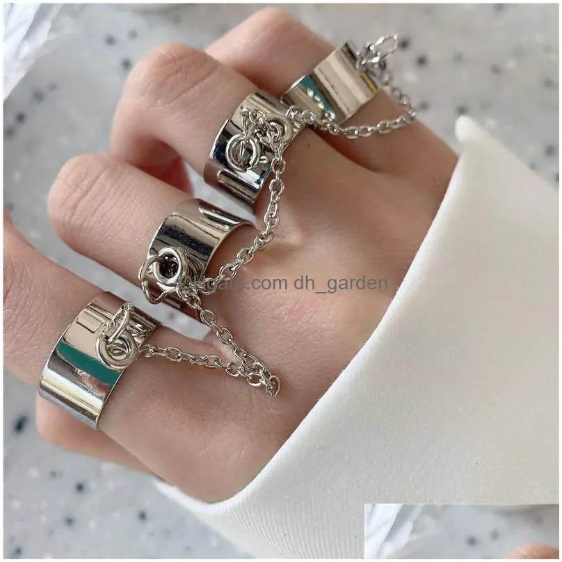 cluster rings punk cool hip multilayer adjustable man rotate for women party gift chain four open finger alloy