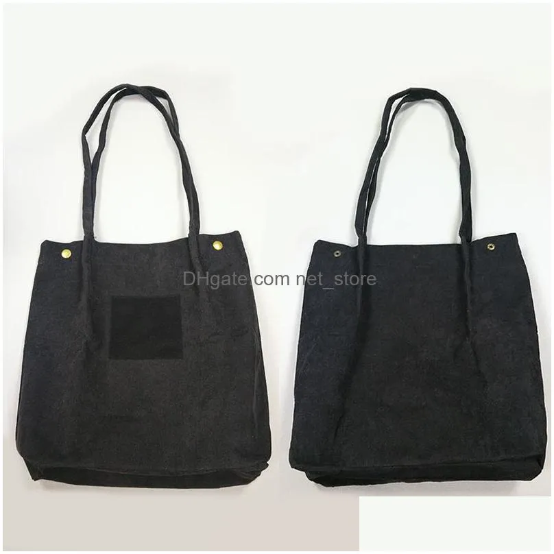 bags for women 2022 corduroy shoulder reusable shopping bags casual tote female diy handbag to put pvc charms on it