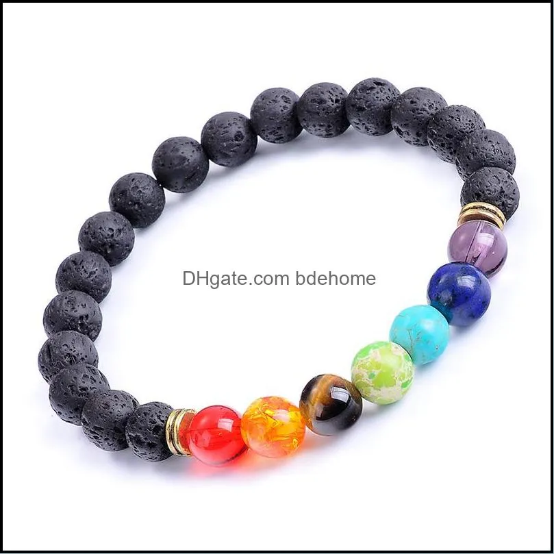 8mm lava rock 7 chakra bracelet aromatherapy essential oil diffuser bangle elastic natural stone beads bracelets q51fz