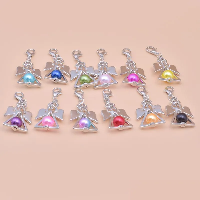 12pcs/lot accessories handmade colorful charm glass angel wings diy pendant for jewelry making 24197