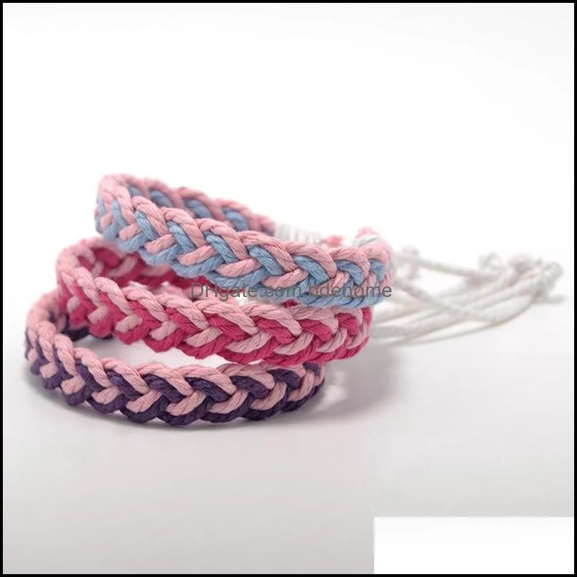 casual handmade vintage cotton rope charm bracelet for women men adjustable string bracelet jewelry gift