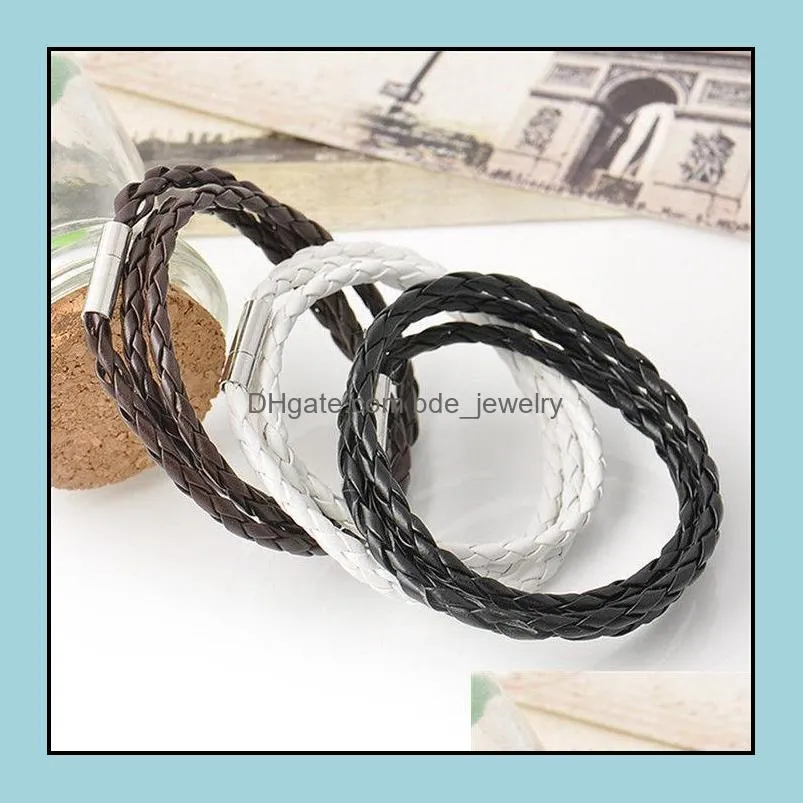 mens genuine leather braided rope bracelets multilayer punk handmade wrap wristband bangle for men s fashion crafts jewelry in bulk