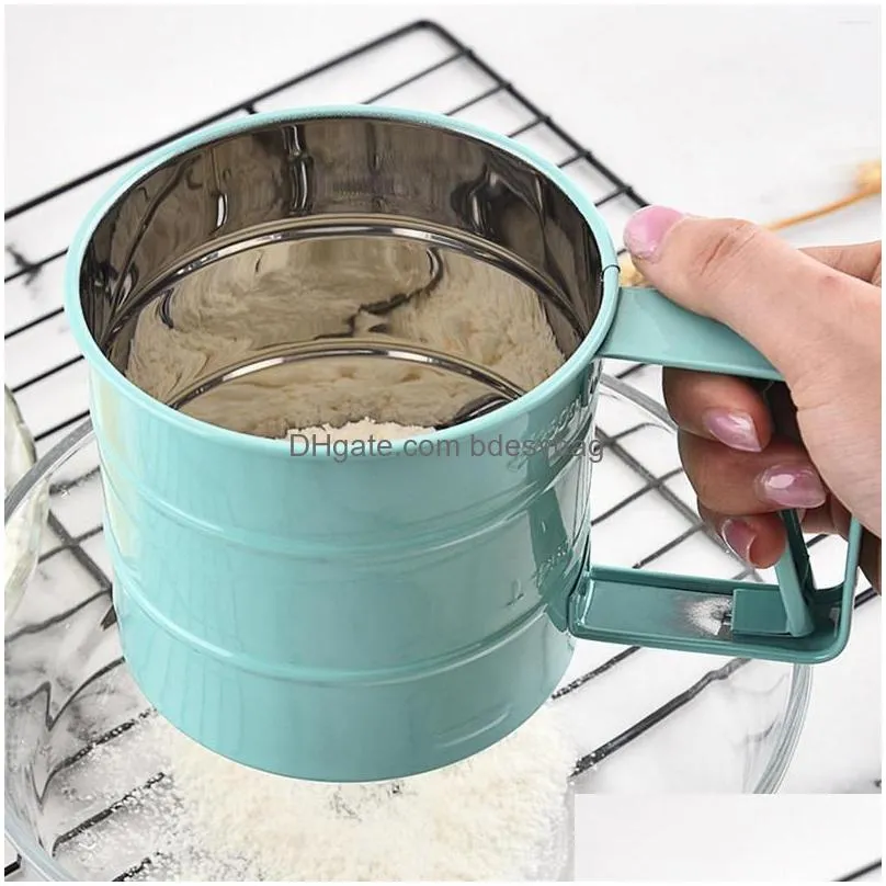 baking tools handheld flour sifter with handle household stainless steel shaker strainer for tool kitchen accessories