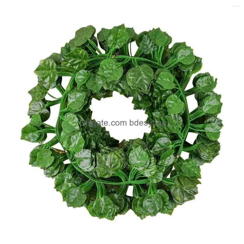 decorative flowers artificial hanging garland uv resistant green leaves fake plants vines for home wall arch decor