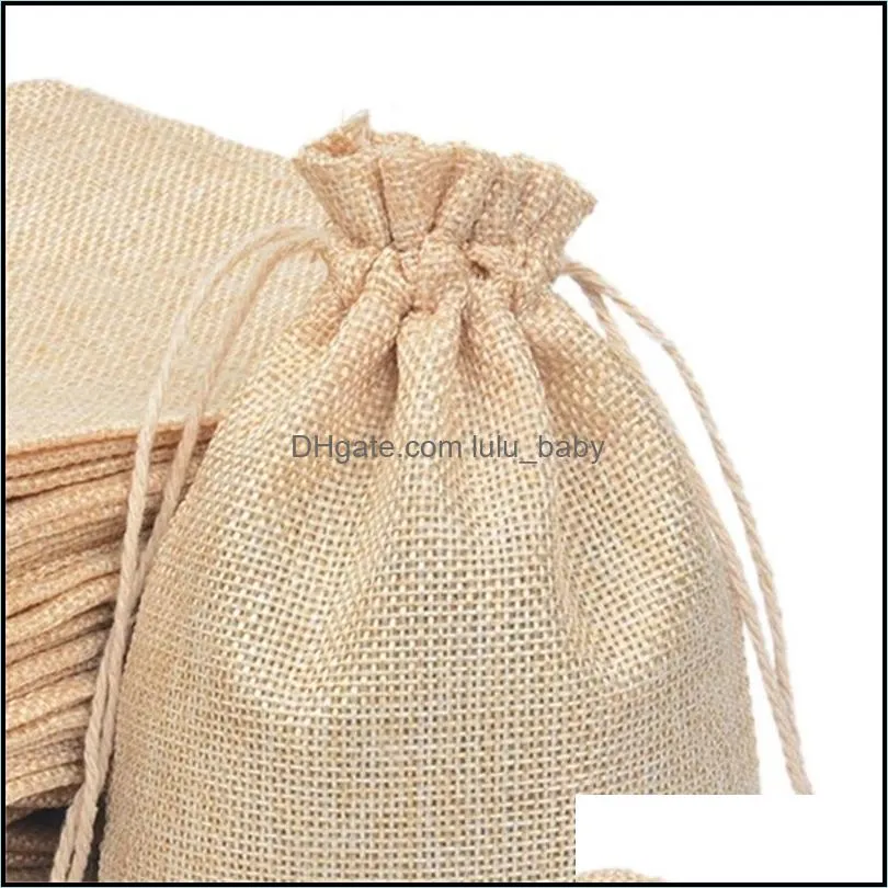 7x9cm 9x12cm 10x15cm 13x18cm original color mini pouch jute bag linen hemp jewelry gift pouch drawstring bags for wedding favors 382