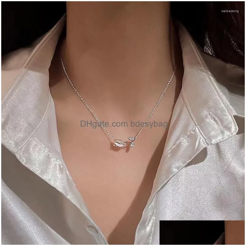 pendant necklaces elegant vintage rose tulip crystal choker necklace for women wedding jewelry cute chain lady party neck accessories