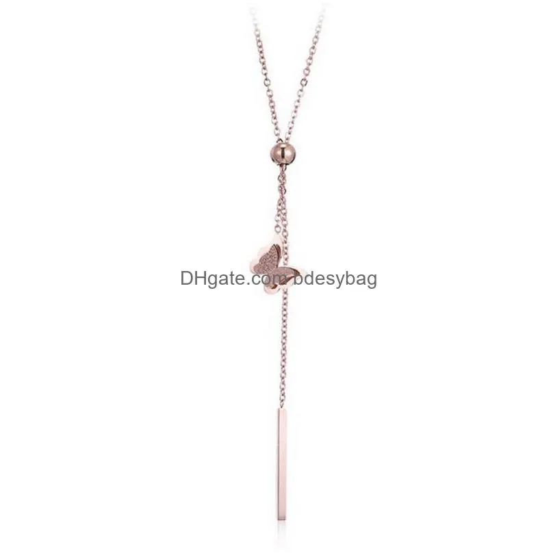 pendant necklaces gold butterfly necklace choker stainless steel jewelry women chain vintage cute accessories graduation giftpendant