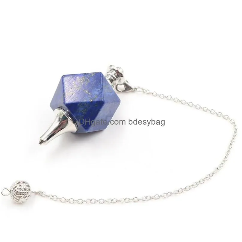 pendant necklaces fysl silver plated geometric shape lapis lazuli pendulum rose pink quartz link chain jewelry