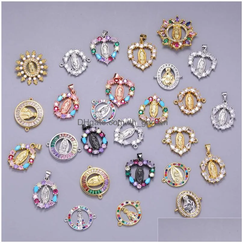 juya virgin mary pendants christian connectors jewelry making charms for hand made womens bracelet necklaces fashion accessories