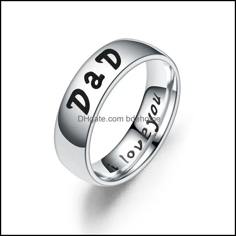 simple 6mm stainless steel band rings love mom son daughter decoration family ring jewelry gift