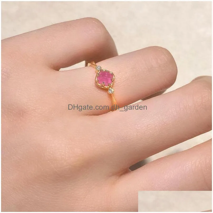 cluster rings designer original diamondstudded pink gem delicious adjustable ring ladies gothic charm banquet silver jewelry