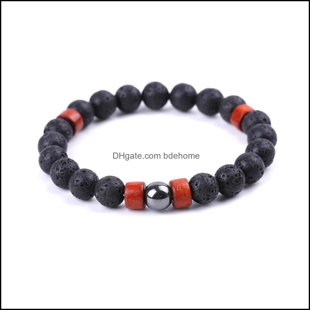 men black iron lava beads bracelet multi color natural volcanic stone bead bracelets bangle fashion jewelry q408fz