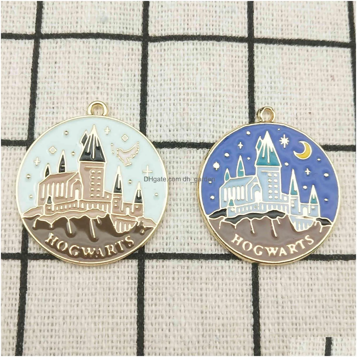 10pcs enamel castle charm day and night jewelry accessories earring pendant bracelet necklace charms zinc alloy 25x27mm