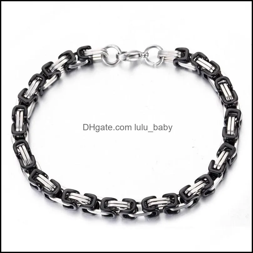 wholesale 5mm 316l titanium steel gold black color imperial chain bracelet fashion cool mens jewelry christmas brothers father gift 93