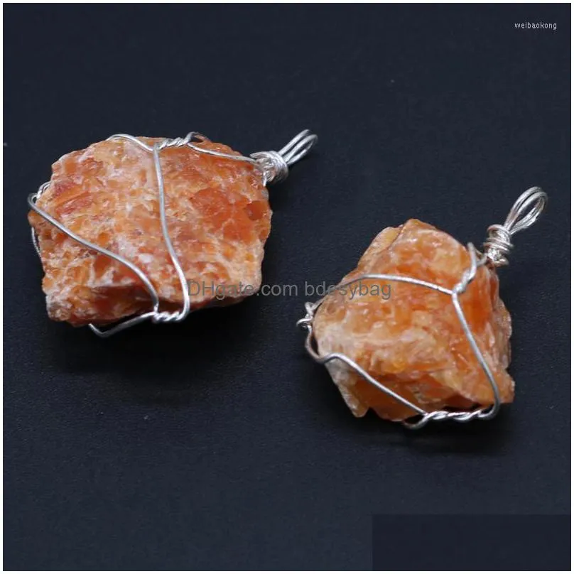 pendant necklaces natural yellow crystal bud stone irregular winding silver wire craftdiy jewelry making necklace earring accessories