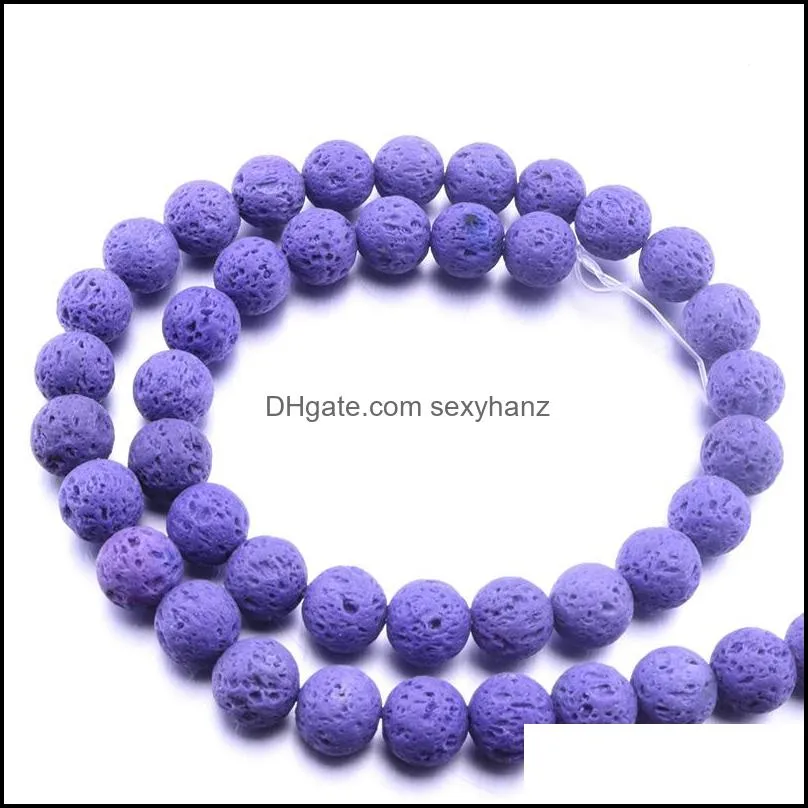 48pcs/lot 8mm colourful lava stone volcanic rock round loose beads ball diy  oil diffuser jewelry bracelet making