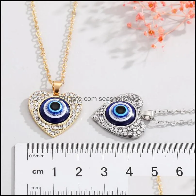 colorful turkish crystal evil blue eyes pendant necklace gold silver color 14mm geometric circular coin clavicle necklaces lucky protection jewelry for women
