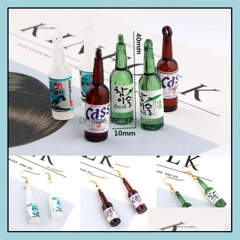 funny women earring resin drop funny custom cute girls charm liquor spirits bottle cans jewelry