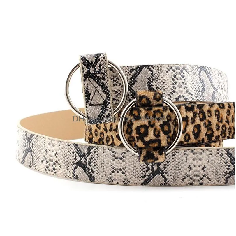 vintage women pu leather belt decoration belt smooth circle buckle snake leopard pu leather belts s827