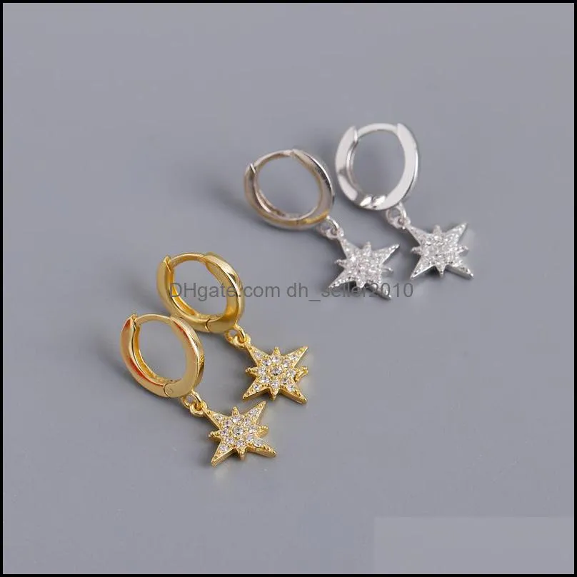 925 sterling silver cute girls earring college earrings christmas gift delicate micro pave tiny cz star charm 18k gold plated jewelry
