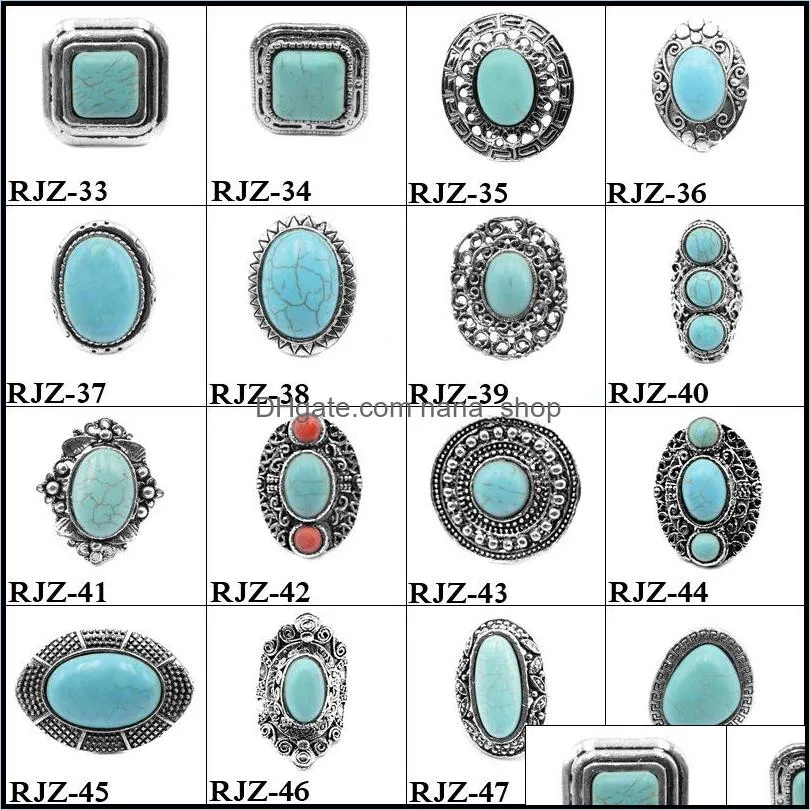 high quality turquoise rings 112 styles vintage turquoise natural stone rings fashion costume gemstone female male ring jewelry 