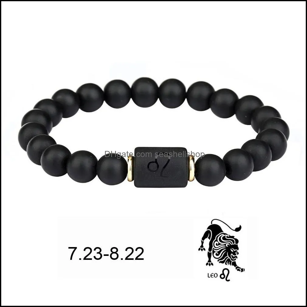 black stone beads 12 constellation couple bracelet men bracelets for women pulseras moda masculina hombre man mens jewelry