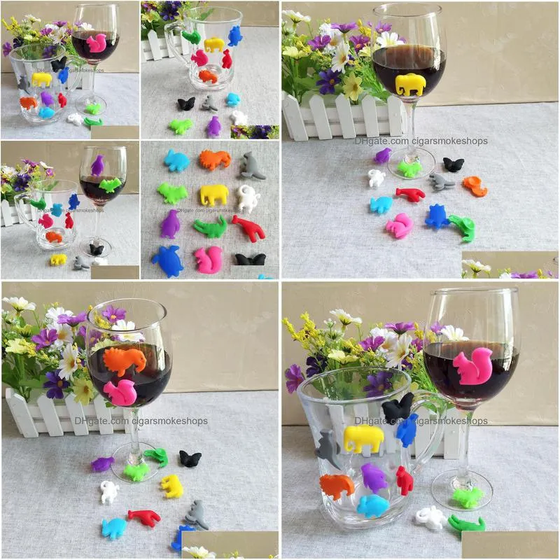 3x2.2x1 cm silicone animal cup wine glass charms party year christmas gift label wine glasses marker recognizer