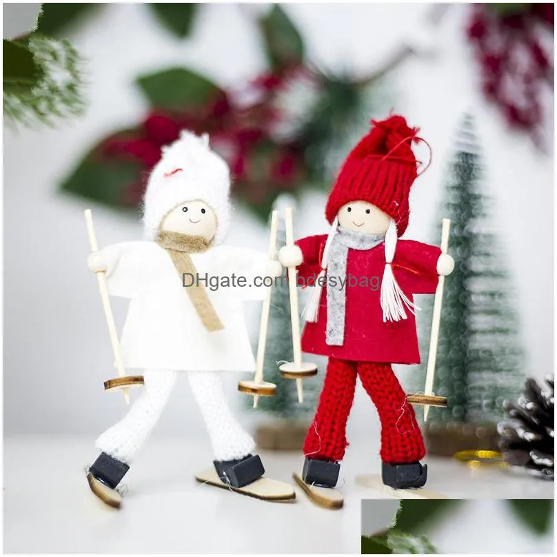 party decoration 6pcs creative xmas hanging doll with sled christmas tree decorations children toys pendant gifts home decorations1