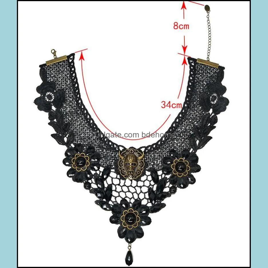 gothic jewelry vintage lace collar necklaces women accessories spider choker necklace