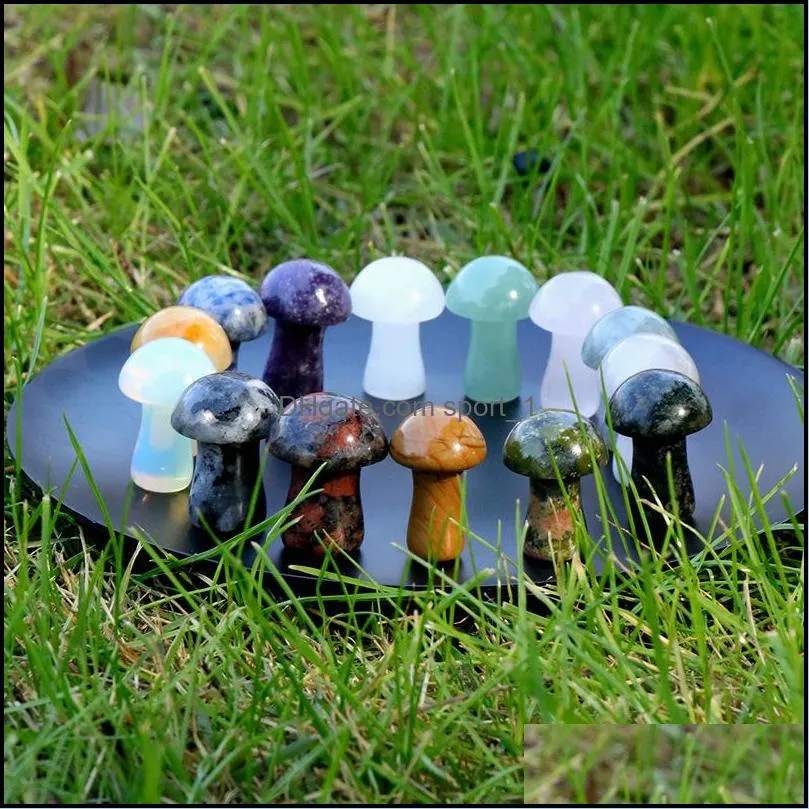natural crystal stone ornaments 25mm carved mushroom reiki healing quartz mineral tumbled gemstones hand home decor
