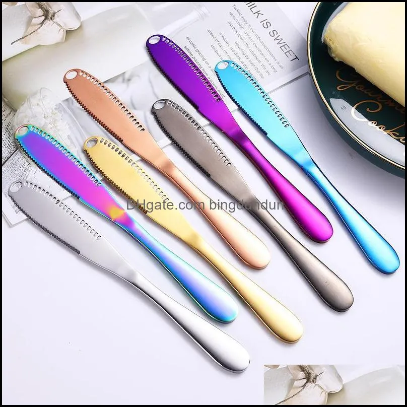 newstainless steel cheese butter knife spatula with holes bread jam cheese butter dinner tools tableware rrf12407