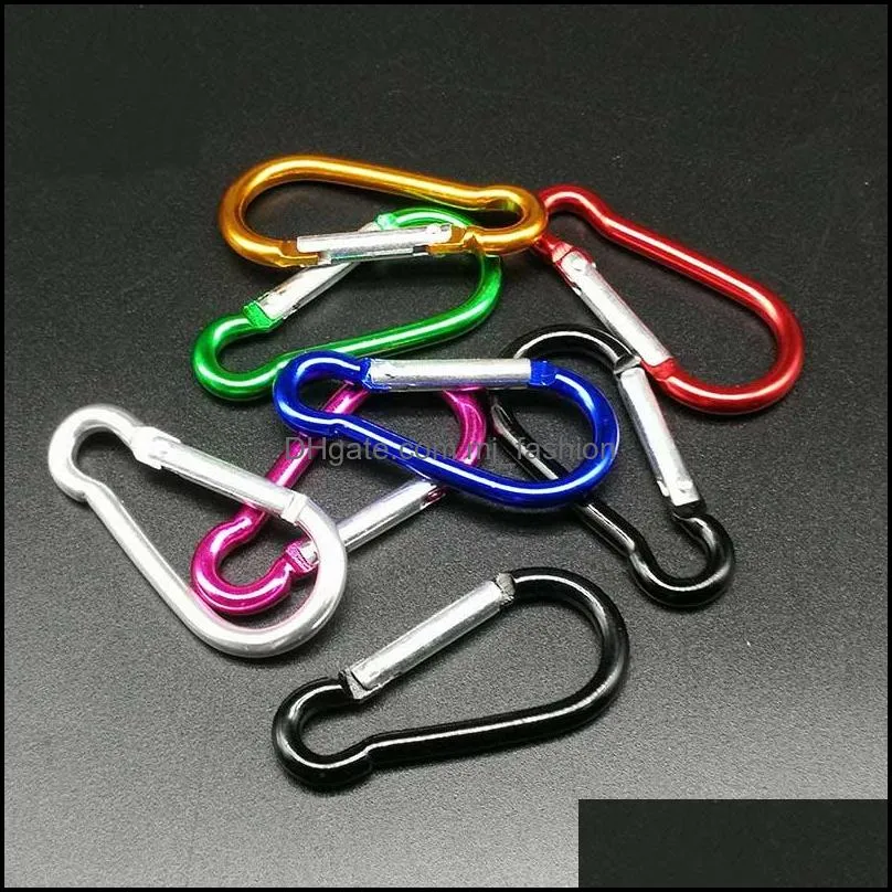 colorful aluminum key rings carabiner shape snap hook hiking keychain high quality mini carabiners keyfobs accessories dhs