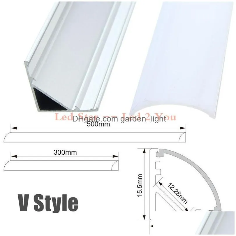 30/50cm u/v/ywstyle shaped aluminum led bar lights accessories channel holder milk cover end up for led strip light